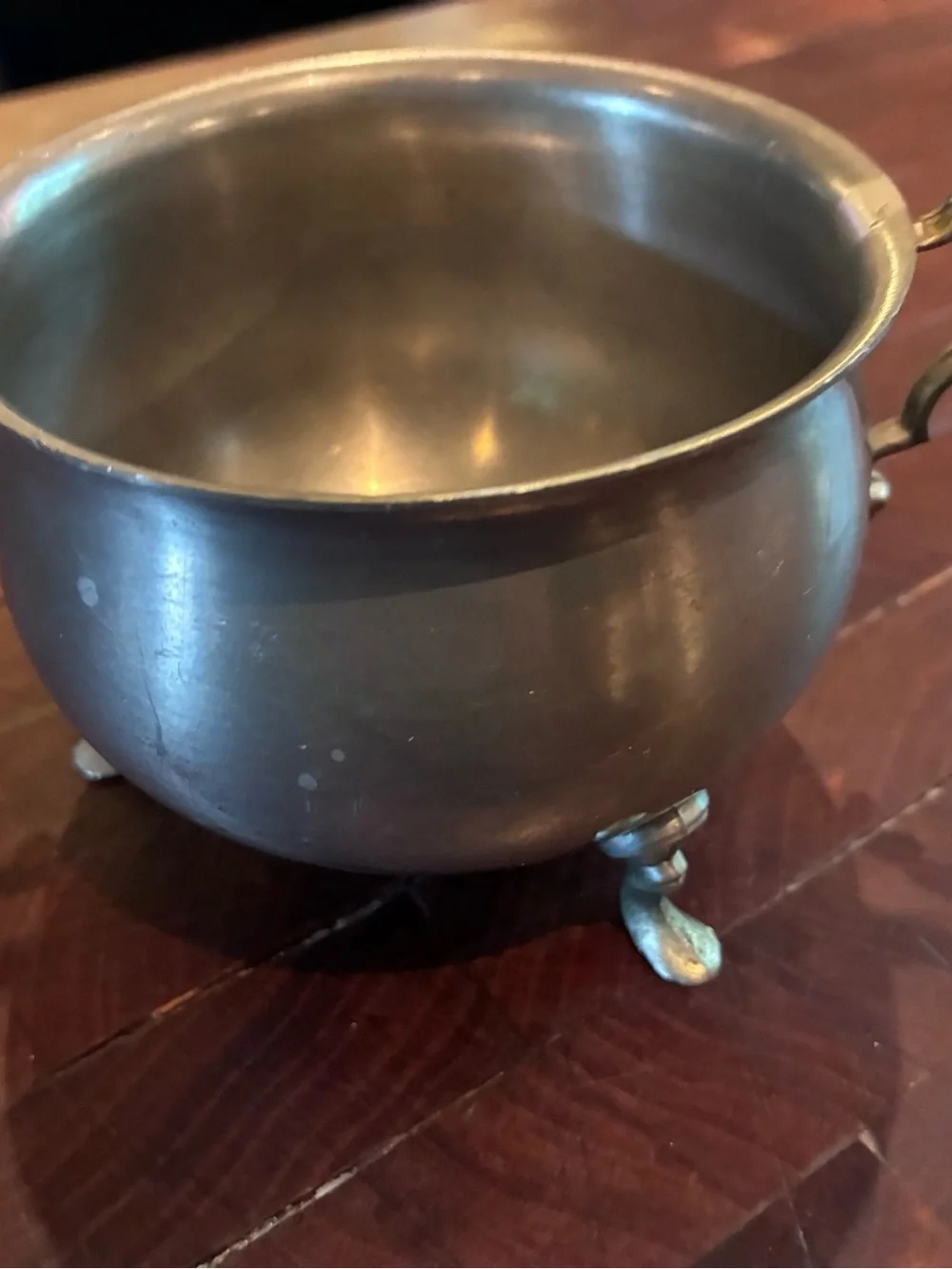Vintage Pewter Sugar & Creamer Set on Small Tray!